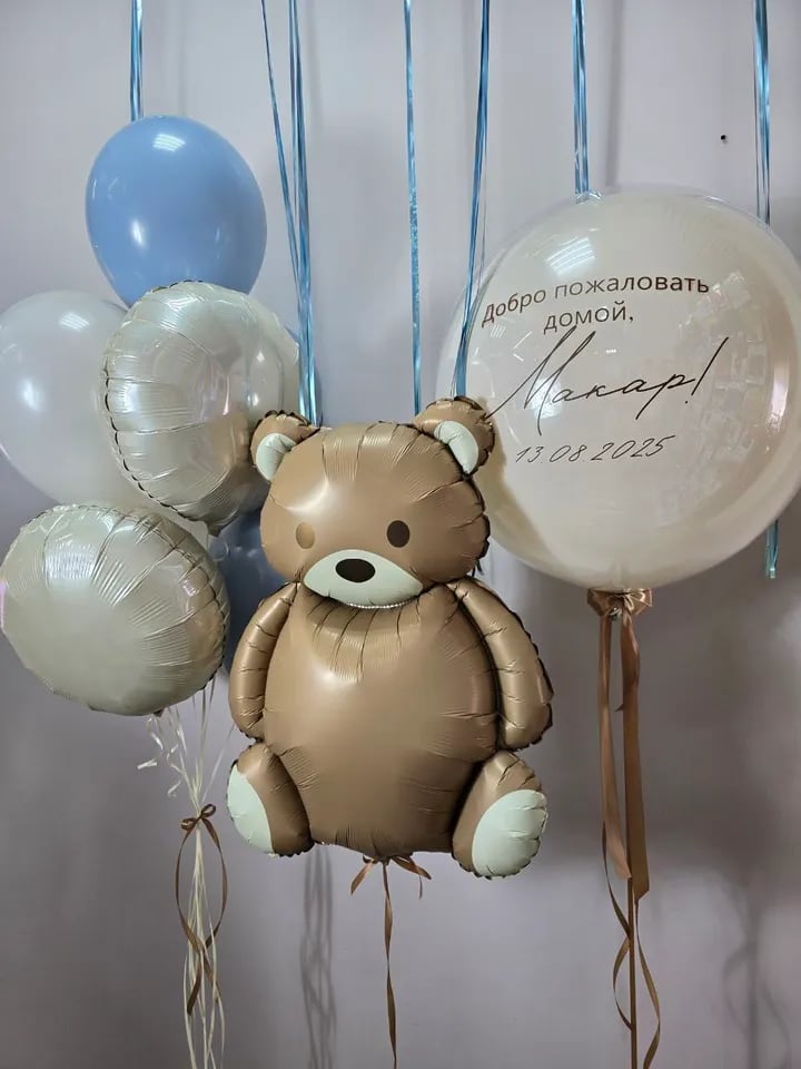 Шары на выписку для мальчика «Привет, мир!»